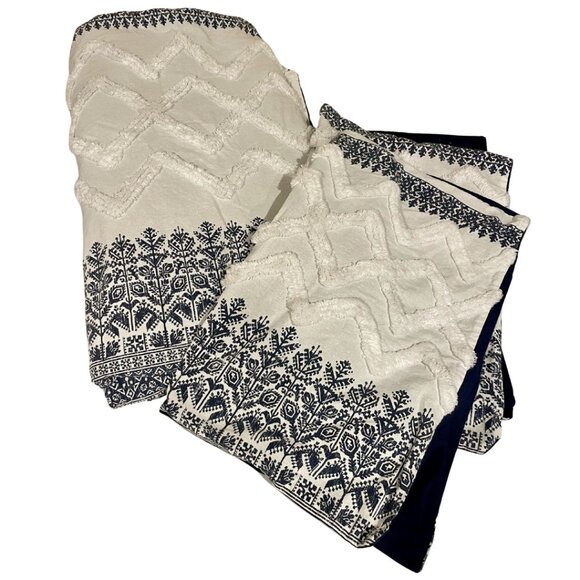 INK+IVY Cotton Duvet Shams Set Cover Chevron Chenille Bedding Scandinavian - Picture 1 of 9